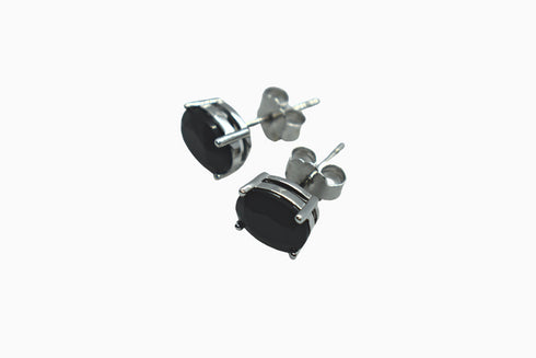 Divya दिव्या | Onyx | Ohrstecker | Silber | Rhodiniert
